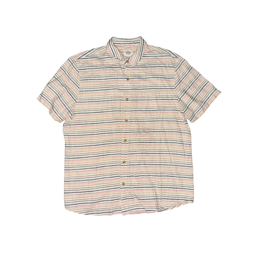WB5 Marine Layer Mens Striped Short Sleeve Button Up Shirt Casual Vacation